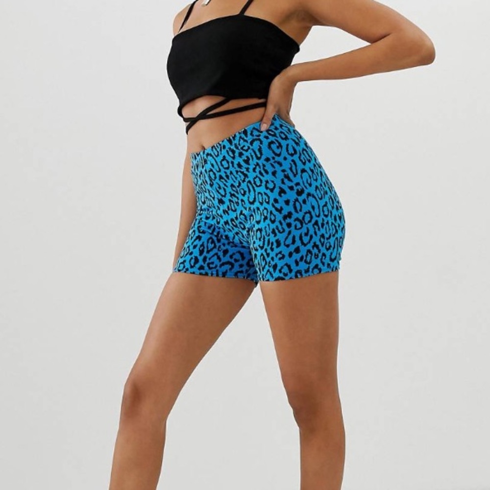 ASOS design blue leopard print shorts high waist